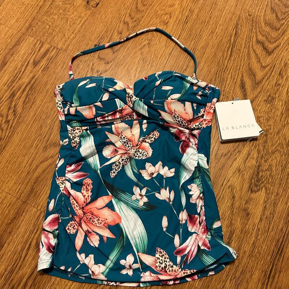 La Blanca floral halter tankini bathing suit swimwear size 0 beachwear NWT